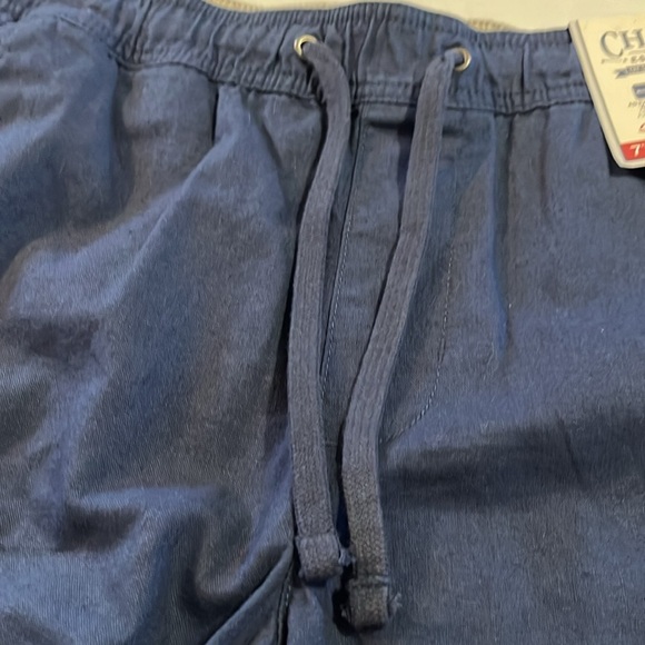 NWT-Chaps-M-dark denim-linen blend,elastic waist, drawstring, pull on, shorts. - Picture 8 of 15